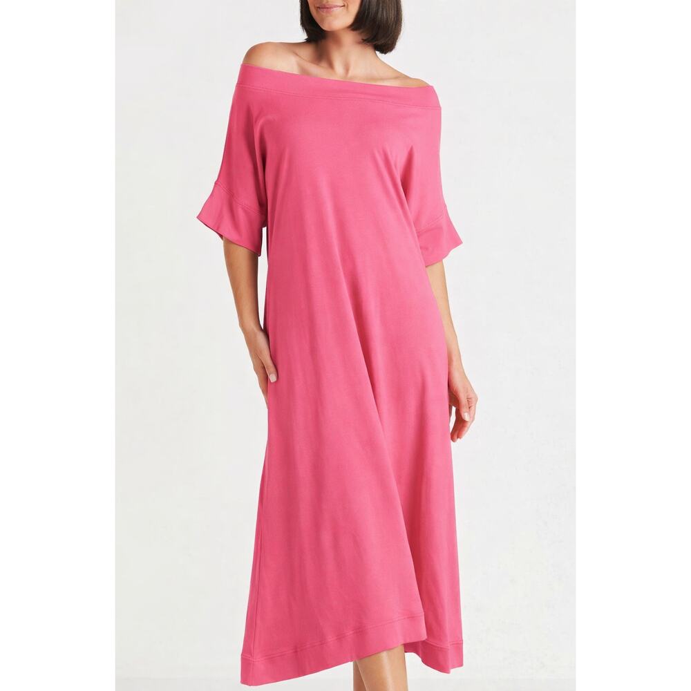 Planet by Lauren G Tokyo Pima Cotton Midi Shirt Dress Pink Size 1